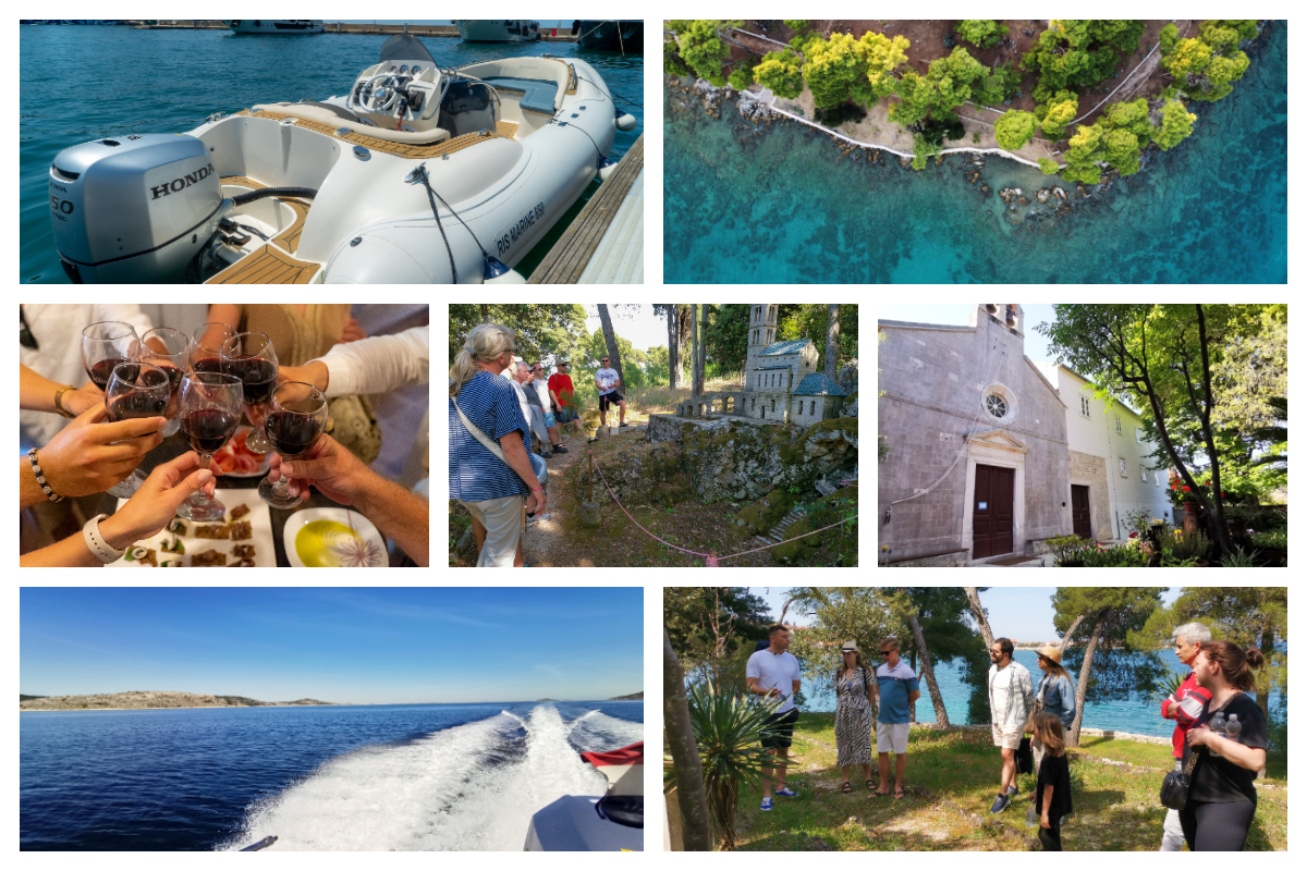 Shared speedboat tour Zadar with food, olive oil & wine tasting – Ugljan, Ošljak, Galevac monastery and turquoise bays